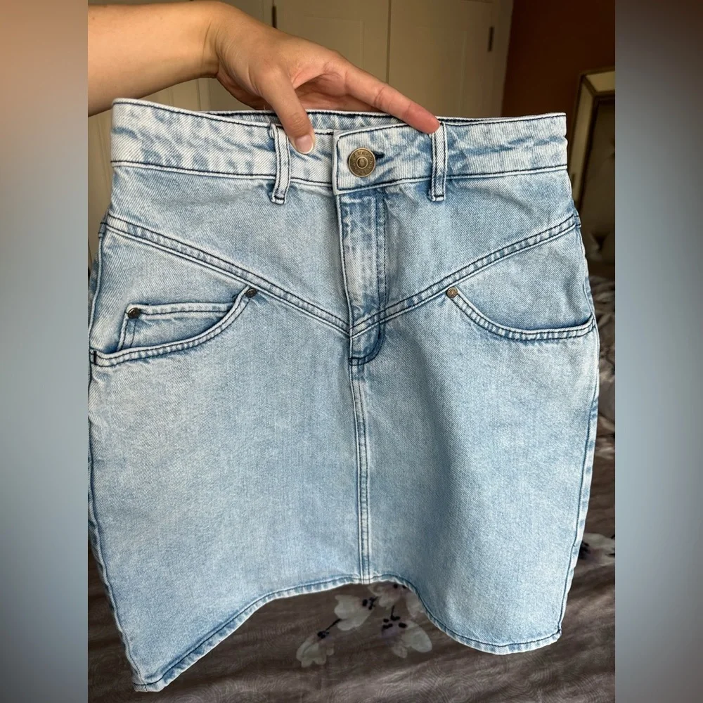 SOLD! Sandro Paris Mini Denim Skirt Size 2 Small - Picture 4 of 16